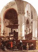WITTE, Emanuel de Interior of the Oude Kerk at Delft during a Sermon china oil painting artist